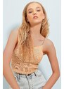 Trend Alaçatı Stili Women's Beige Gold Chain Strap Knitwear Blouse