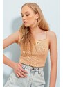 Trend Alaçatı Stili Women's Beige Gold Chain Strap Knitwear Blouse