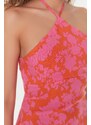 Trendyol růžové tkané šaty s ohlávkou