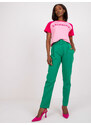 Fashionhunters Světle zelené oblekové kalhoty s páskem Giulia