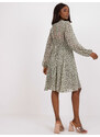 Fashionhunters Khaki-béžové rozšířené midi šaty s potisky ZULUNA