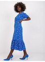 Fashionhunters Modré šaty s viskózovým potiskem RUE PARIS