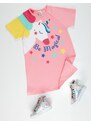 Denokids Unicorn Raglan Pink Girl's Dress