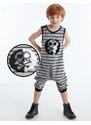 Denokids Skull Boy's Striped Jumpsuit