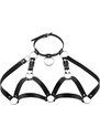 Bodypiece harness / pásek / bra / choker - černý koženkový se srdíčky