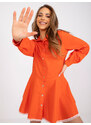 Fashionhunters Oranžové košilové šaty se zapínáním na knoflíky Adrianna