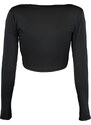 Trendyol Black Deep V Neck Super Crop Stretch Knitted Blouse