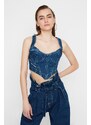 Dámský crop top Trendyol TPRAW22BZ1118/Navy blue