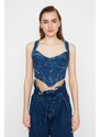 Dámský crop top Trendyol TPRAW22BZ1118/Navy blue