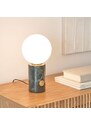 Matně bílá skleněná stolní lampa Kave Home Lonela s mramorovou podstavou
