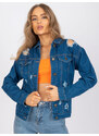 Fashionhunters Dámská džínová bunda s dírami Rue Paris - modrá