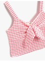 Koton Sweetheart Collar With Bow, Crop Athlete Plaid