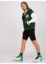 Fashionhunters Tmavě zelená baseballová mikina s kapucí