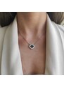 Stříbrný náhrdelník s keramickým čtyřlístkem a obvodem ze zirkonů - Meucci SN027