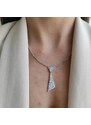 Stylový stříbrný náhrdelník s asymetrickým zirkonovým přívěsem - Meucci SN030