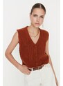 Trendyol Camel Měkký texturovaný pletený svetr