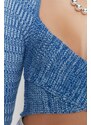 Trendyol Blue Crop Premium Yarn / Special Yarn Sweetheart Knitwear Sweater