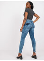 BASIC MODRÉ STÍNOVANÉ SKINNY DŽÍNY -BLUE Denim vzor