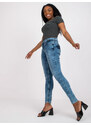 BASIC MODRÉ STÍNOVANÉ SKINNY DŽÍNY -BLUE Denim vzor