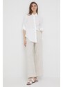Plátěná košile Lauren Ralph Lauren dámská, bílá barva, regular, s klasickým límcem