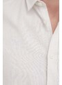 Plátěná košile Solid pánská, bílá barva, regular, s klasickým límcem