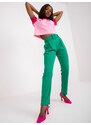 Fashionhunters Světle zelené oblekové kalhoty s páskem Giulia
