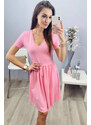 Oxyd Růžové bavlněné šaty s véčkovým výstřihem