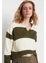 Trendyol Khaki barevný blok pletený svetr