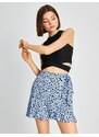 Koton Mini Shorts Skirt Patterned Frill Lacing Detail