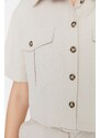 Trendyol Stone Pocket Detailed Short Sleeve Woven Shirt