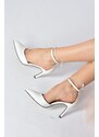 Fox Shoes Women's White Faux Leather Pointed Toe Heels Shoes