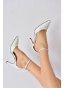 Fox Shoes Women's White Faux Leather Pointed Toe Heels Shoes