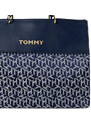 Tommy Hilfiger Nathalie Small Tote Cube Jacquard Navy White