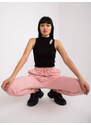 Fashionhunters Světle růžové dámské joggery Lisa