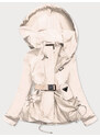 Ann Gissy Krátká béžová dámská bunda s páskem (AG3-03)