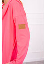 Kesi Dlouhý kardigan s kapucí v růžové neonové barvě