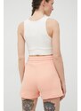 Kraťasy Guess dámské, oranžová barva, s potiskem, high waist