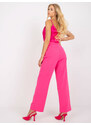 Fashionhunters Růžové dámské oblekové kalhoty RUE PARIS s kapsami