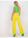 Fashionhunters RUE PARIS žluté látkové kalhoty s vysokým pasem