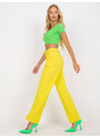 Fashionhunters RUE PARIS žluté látkové kalhoty s vysokým pasem