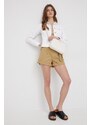 Bavlněné šortky Pepe Jeans Kaylee Short dámské, zelená barva, hladké, high waist