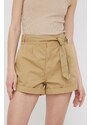 Bavlněné šortky Pepe Jeans Kaylee Short dámské, zelená barva, hladké, high waist