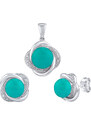 Silvego Stříbrný set šperků Ariel s pravým amazonitem a Brilliance Zirconia JST14738SAZ