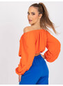 Fashionhunters Oranžová krátká halenka s odhalenými rameny od Nineli