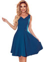NUMOCO Elegantní modré šaty ARIANNA Tmavě modrá