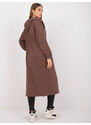 RUE PARIS Dámský dlouhý hnědý mikinový kabát A2036