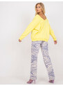 Fashionhunters Žlutá dámská mikina s bavlněným potiskem