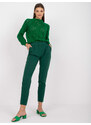 Fashionhunters Tmavě zelené klasické kalhoty Giulia s vysokým pasem