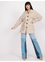Fashionhunters Béžový krátký kabát se zapínáním na knoflík
