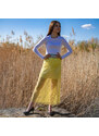 Dolce Moda Dvojitá dlouhá sukně široký pas 0112 - žlutá